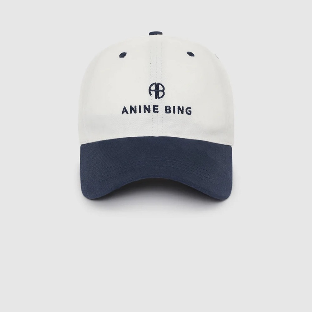 Anine Bing White and Navy Logo Cap
